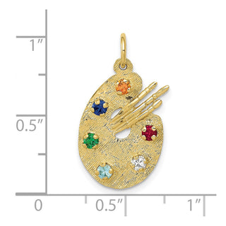 10K Yellow Gold CZ Stones Artist Palette Charm