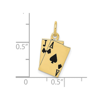 10K Yellow Gold Enameled Blackjack Playing Cards Charm