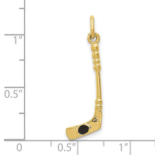 10K Yellow Gold Hockey Stick with Enamel Charm
