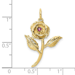 10K Yellow Gold CZ Rose Charm