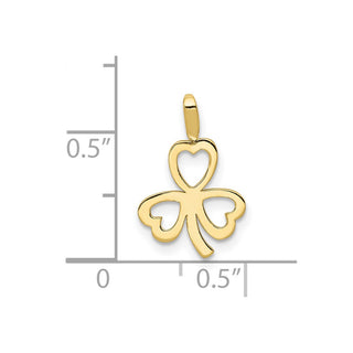 10K Yellow Gold Heart Clover Charm