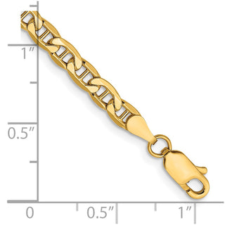 9" 10k Yellow Gold 4mm Hollow Anchor Chain