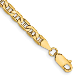 7" 10k Yellow Gold 4mm Hollow Anchor Chain