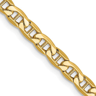 24" 10k Yellow Gold 4mm Hollow Anchor Chain