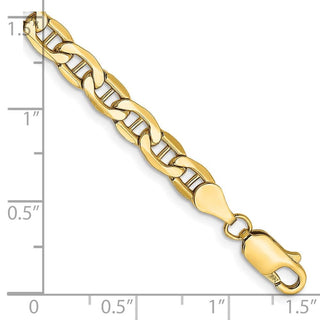 7" 10k Yellow Gold 4.75mm Hollow Anchor Chain