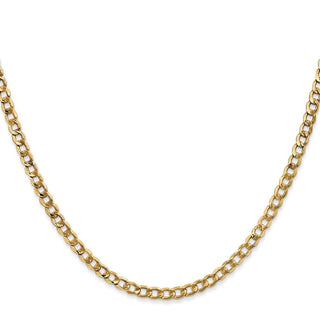 24" 10k Yellow Gold 3.35mm Hollow Curb Link Chain