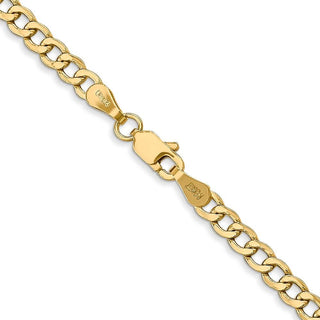 24" 10k Yellow Gold 3.35mm Hollow Curb Link Chain