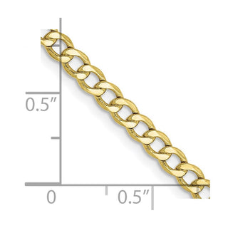 24" 10k Yellow Gold 3.35mm Hollow Curb Link Chain