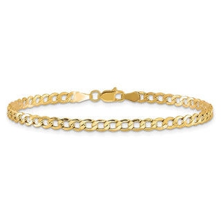 9" 10k Yellow Gold 3.35mm Hollow Curb Link Chain
