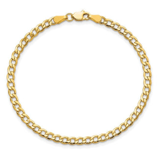 9" 10k Yellow Gold 3.35mm Hollow Curb Link Chain