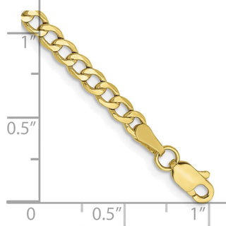 9" 10k Yellow Gold 3.35mm Hollow Curb Link Chain