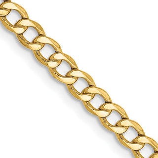 24" 10k Yellow Gold 3.35mm Hollow Curb Link Chain