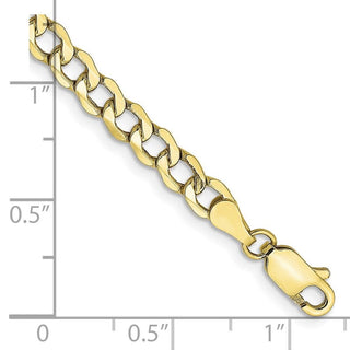 7" 10k Yellow Gold 4.3mm Hollow Curb Link Chain