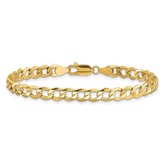 7" 10k Yellow Gold 5.25mm Hollow Curb Link Chain