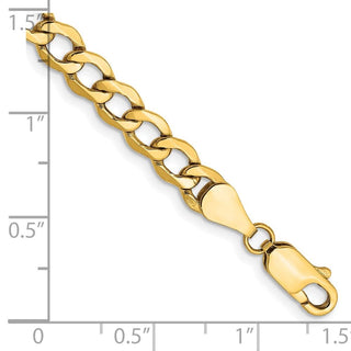 8" 10k Yellow Gold 5.25mm Hollow Curb Link Chain