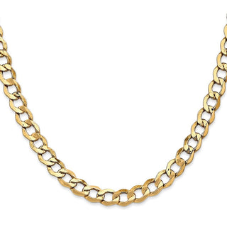 26" 10k Yellow Gold 6.5mm Hollow Curb Link Chain