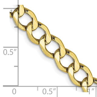 26" 10k Yellow Gold 6.5mm Hollow Curb Link Chain