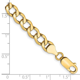 8" 10k Yellow Gold 6.5mm Hollow Curb Link Chain