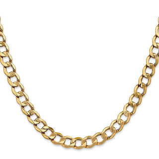 26" 10k Yellow Gold 7mm Hollow Curb Link Chain