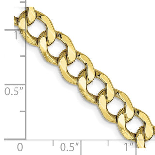 24" 10k Yellow Gold 7mm Hollow Curb Link Chain
