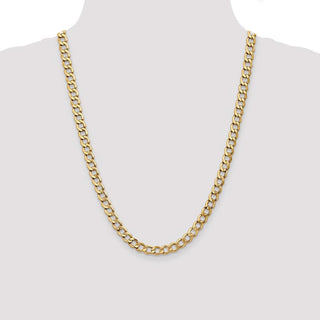 24" 10k Yellow Gold 7mm Hollow Curb Link Chain