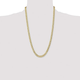 26" 10k Yellow Gold 7mm Hollow Curb Link Chain