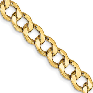 26" 10k Yellow Gold 7mm Hollow Curb Link Chain
