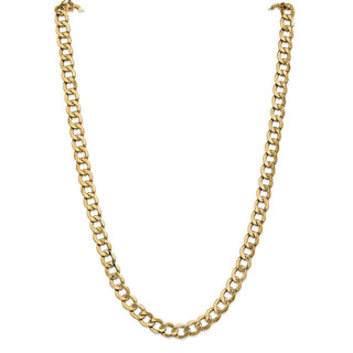 26" 10k Yellow Gold 9mm Hollow Curb Chain