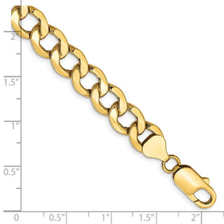 7" 10k Yellow Gold 9mm Hollow Curb Chain