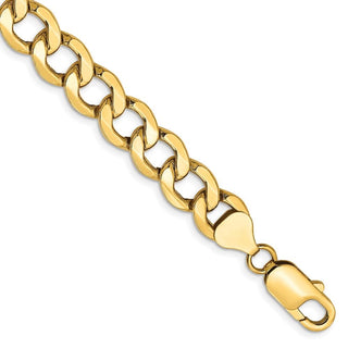 7" 10k Yellow Gold 9mm Hollow Curb Chain