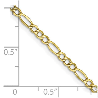 24" 10k Yellow Gold 2.5mm Hollow Figaro Chain