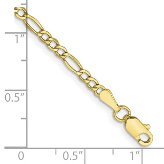 9" 10k Yellow Gold 2.5mm Hollow Figaro Chain Anklet