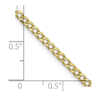 26" 10k Yellow Gold 2.5mm Hollow Curb Link Chain
