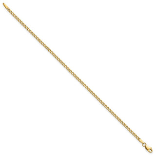 7" 10k Yellow Gold 2.5mm Hollow Curb Link Chain