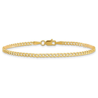 7" 10k Yellow Gold 2.5mm Hollow Curb Link Chain