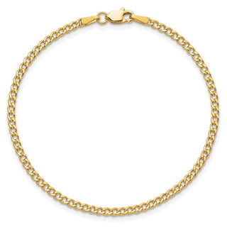 8" 10k Yellow Gold 2.5mm Hollow Curb Link Chain