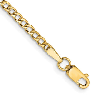 7" 10k Yellow Gold 2.5mm Hollow Curb Link Chain