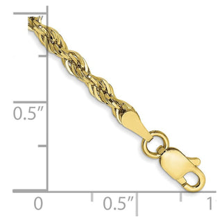8" 10k Yellow Gold 2.8mm Hollow Rope Chain