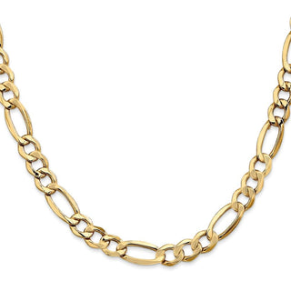24" 10k Yellow Gold 7.3mm Hollow Figaro Chain