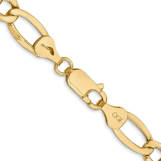 24" 10k Yellow Gold 7.3mm Hollow Figaro Chain