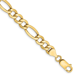 9" 10k Yellow Gold 7.3mm Hollow Figaro Chain