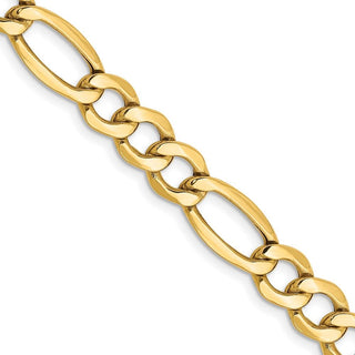24" 10k Yellow Gold 7.3mm Hollow Figaro Chain