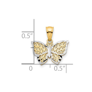10k Yellow Gold w/Rhodium Butterfly Pendant 10C1001