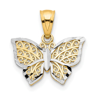 10k Yellow Gold w/Rhodium Butterfly Pendant 10C1001