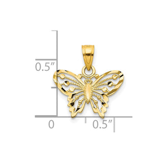 10k Yellow Gold Diamond-Cut Butterfly Pendant