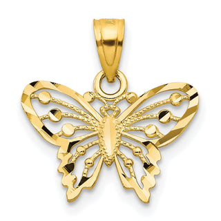 10k Yellow Gold Diamond-Cut Butterfly Pendant