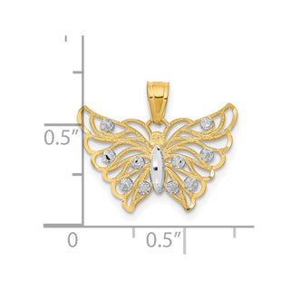 10k Yellow Gold w/ Rhodium Butterfly Pendant 10C1006