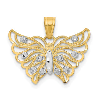 10k Yellow Gold w/ Rhodium Butterfly Pendant 10C1006