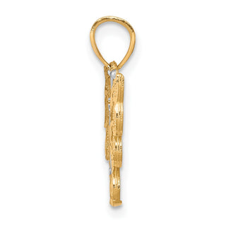 10k Yellow Gold w/ Rhodium Butterfly Pendant 10C1008
