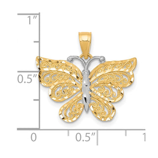10k Yellow Gold w/ Rhodium Butterfly Pendant 10C1008